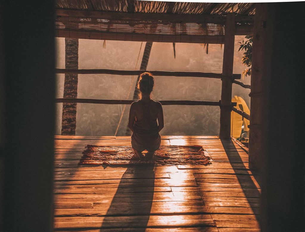 woman meditates