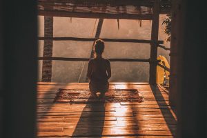 woman meditates