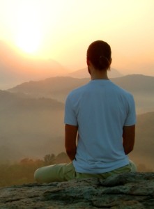 Meditating on a mountain