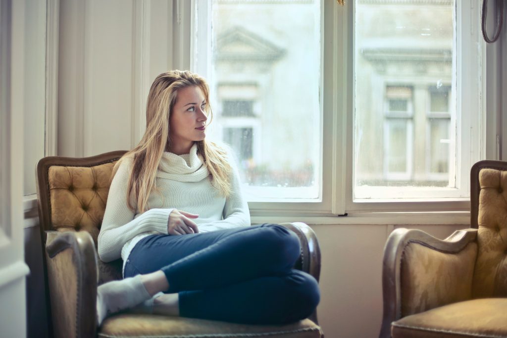 woman thinking about meditation